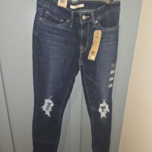 Levi's Dark Blue Distressed Skinny Jeans